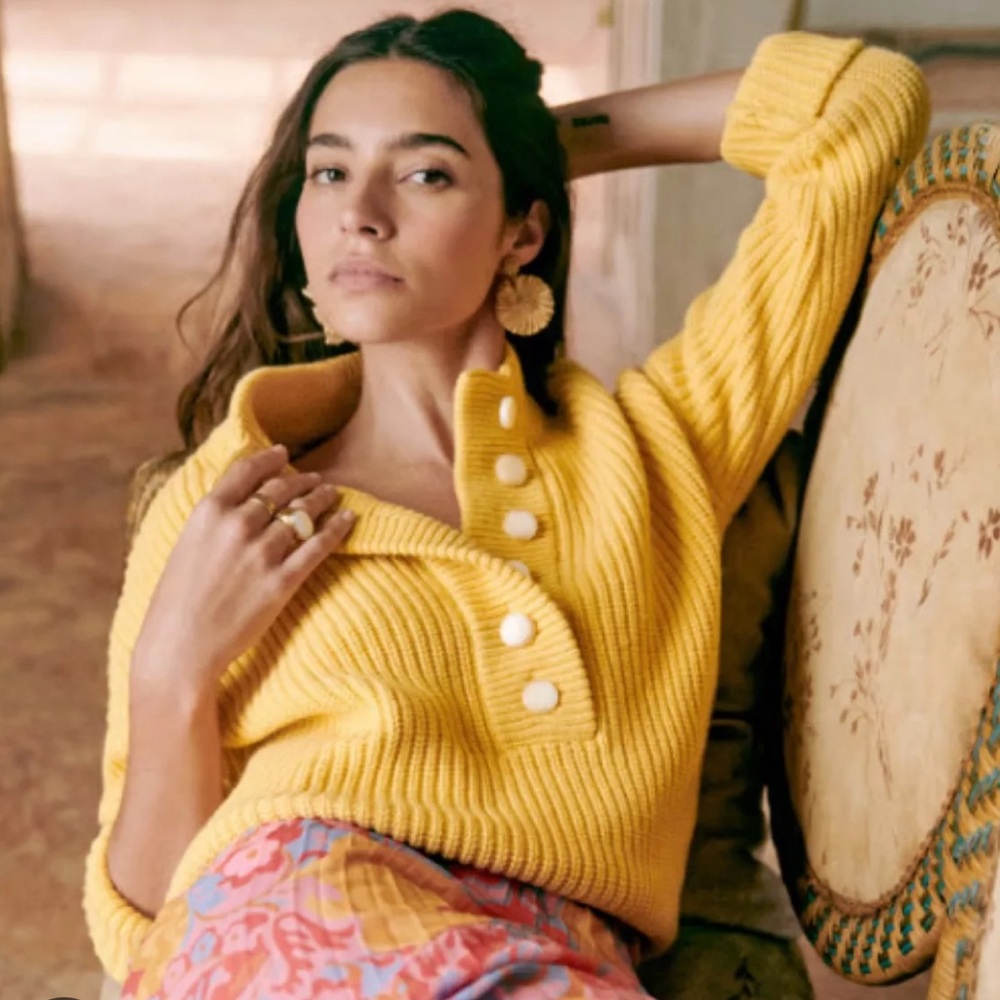 💛 Sézane cotton Lucas Jumper Sweater Yellow XXS 💛